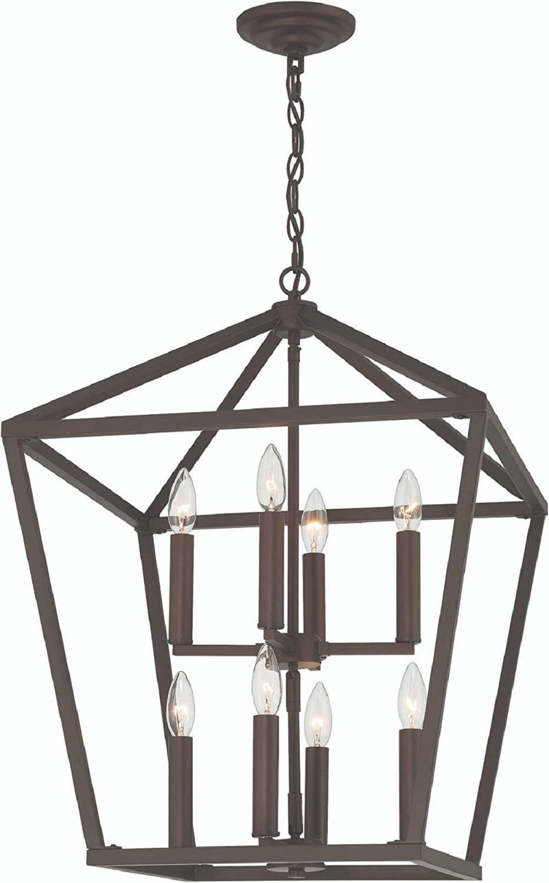 Candle Style Eight Light Metal Dimmable Chandelier - Bronze