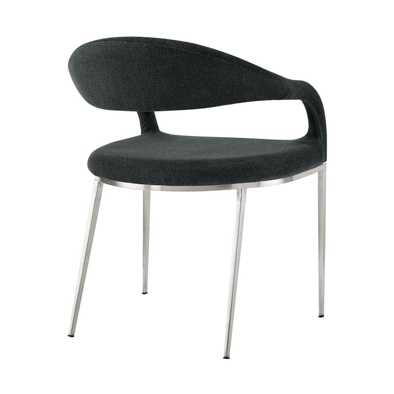 Upholstered Polyester Open Back Dining Arm Chairs (Set of 2) - Gray