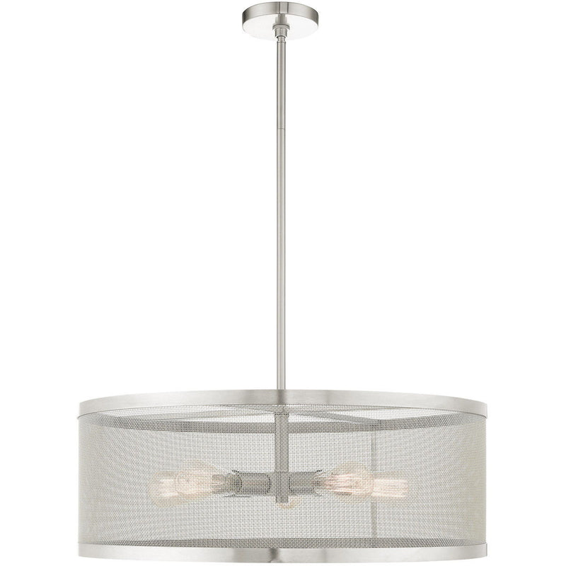 18'' Five Light Dimmable Chandelier With Shades - Nickel