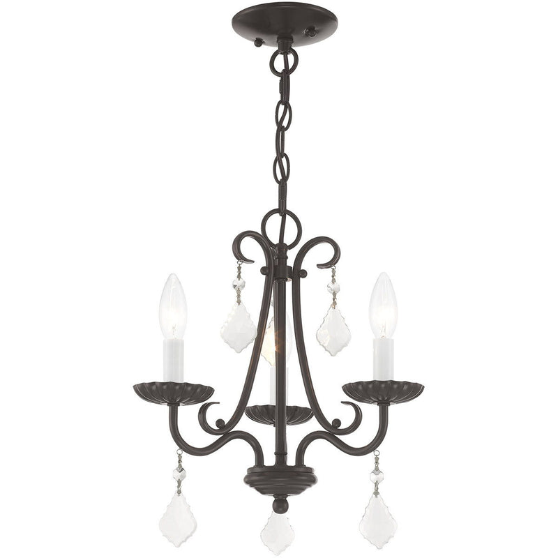 15" Three Light Dimmable Chandelier With Shades - Bronze