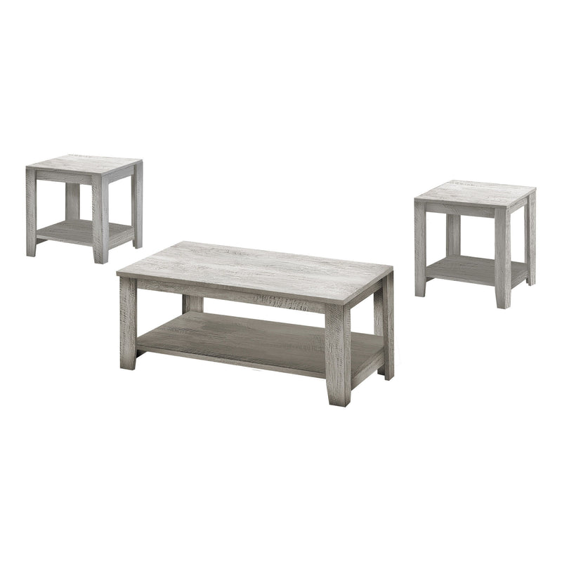Rectangular Coffee Table With Three Shelves (Set of 3) - Gray