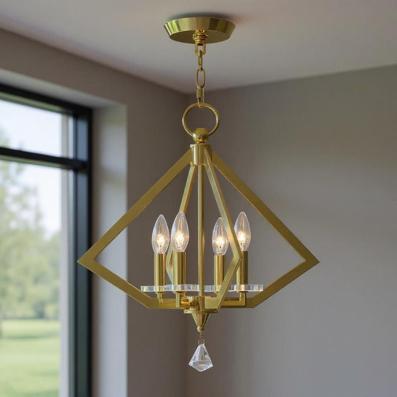19'' Four Light Dimmable Chandelier With Shades - Brass