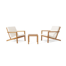 Load image into Gallery viewer, 3 Piece Outdoor Chat Set With Table And 2 Adirondack Chairs - White / Brown Patina
