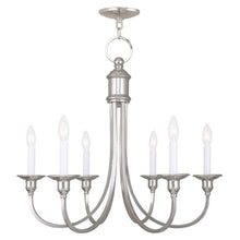 Load image into Gallery viewer, 23" Six Light Metal Dimmable Chandelier With Shades - Nickel
