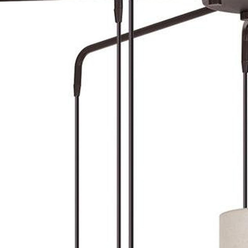 Nine Light Metal Dimmable Chandelier With Shades - Bronze / Cream