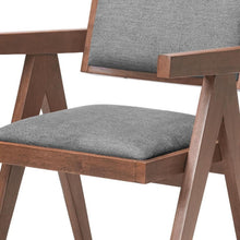 Load image into Gallery viewer, Upholstered Fabric Open Back Dining Arm Chairs (Set of 2) - Gray / Brown
