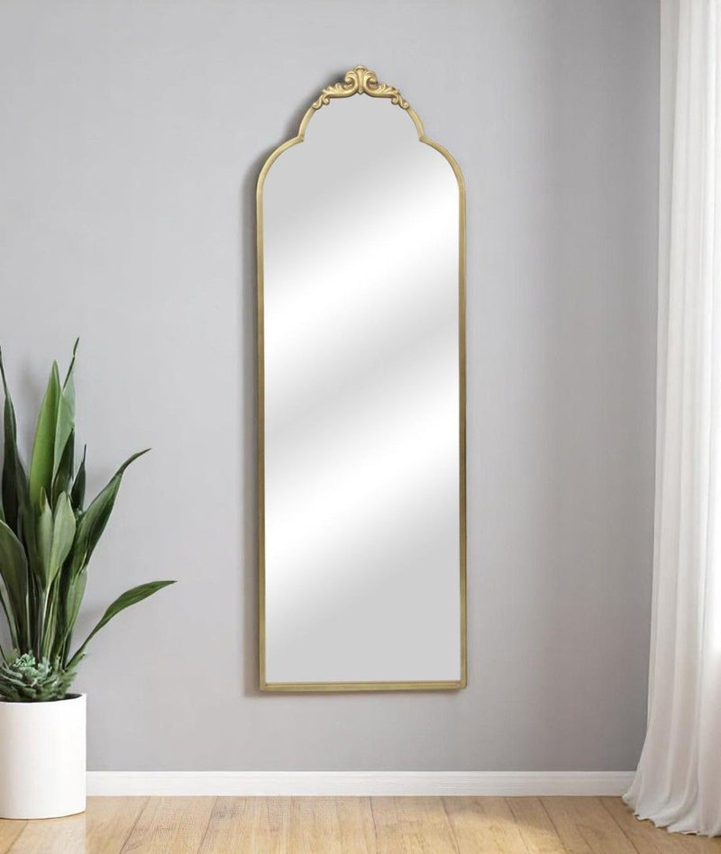 65" Metal Arch Full Length Hanging Mirror - Gold