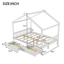 Load image into Gallery viewer, House Style Platform Bed With Headboard, Footboard, 2 Drawers, And Roof Design
