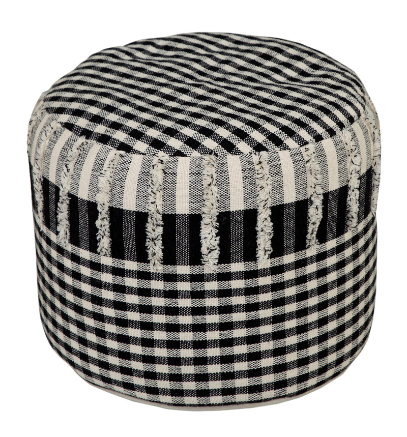 Cotton Round Ottoman - Black