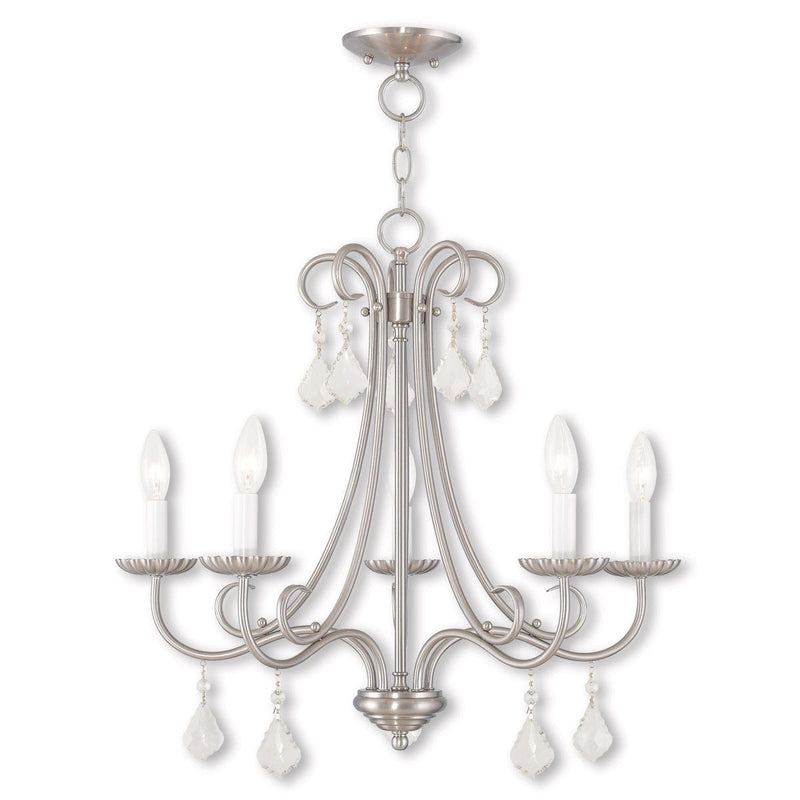 22" Five-Light Dimmable Chandelier With Shades - Nickel