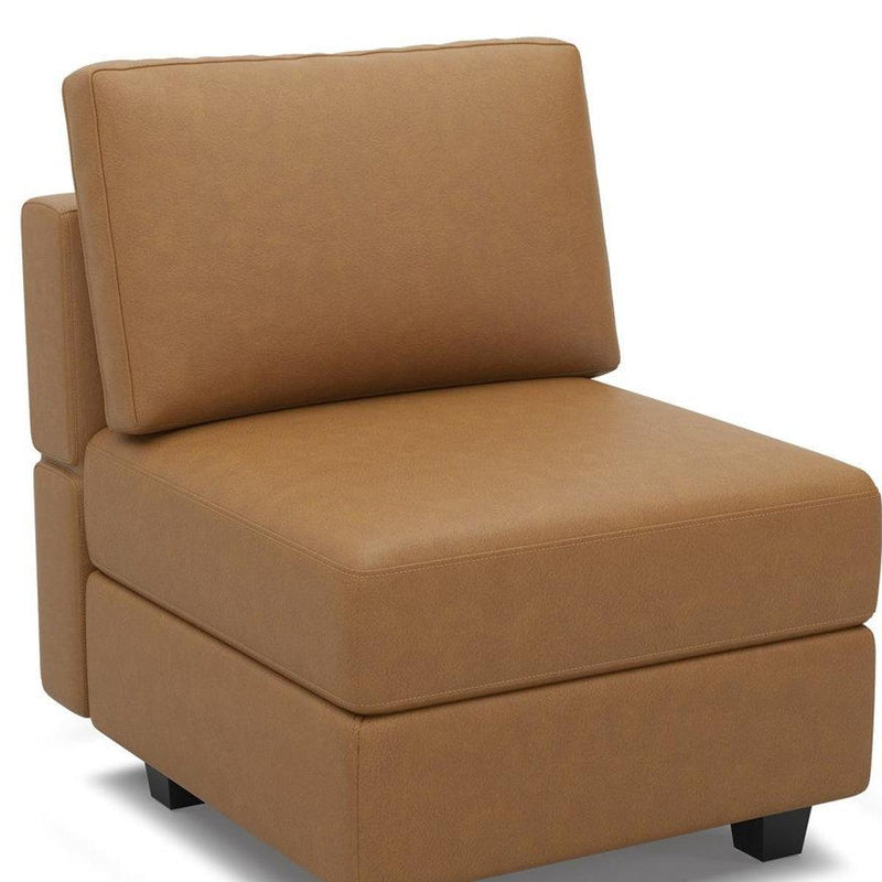 Faux Leather Lounge Chair With Storage - Brown