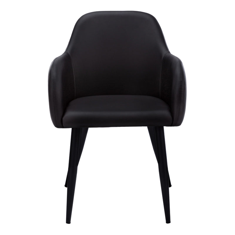 Faux Leather Dining Arm Chairs (Set of 2) - Black