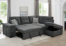 Load image into Gallery viewer, Sectional Pull Out Sofa Bed 101&quot; Reversible L-Shaped Corner Sleeper Upholstered Couch with Storage Ottoman, 2 Pillows,USB Ports,2 Stools for Living Room Furniture Sets,Apartments,Dark Gray
