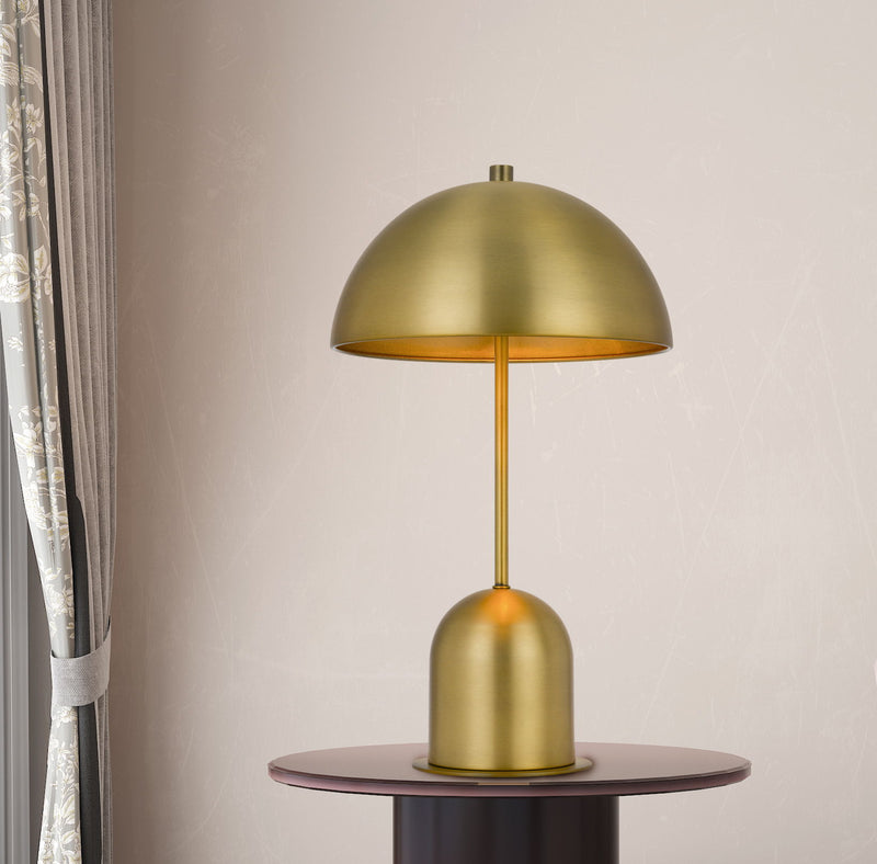Metal Desk Table Lamp With Antiqued Brass Dome Shade - Antiqued Brass