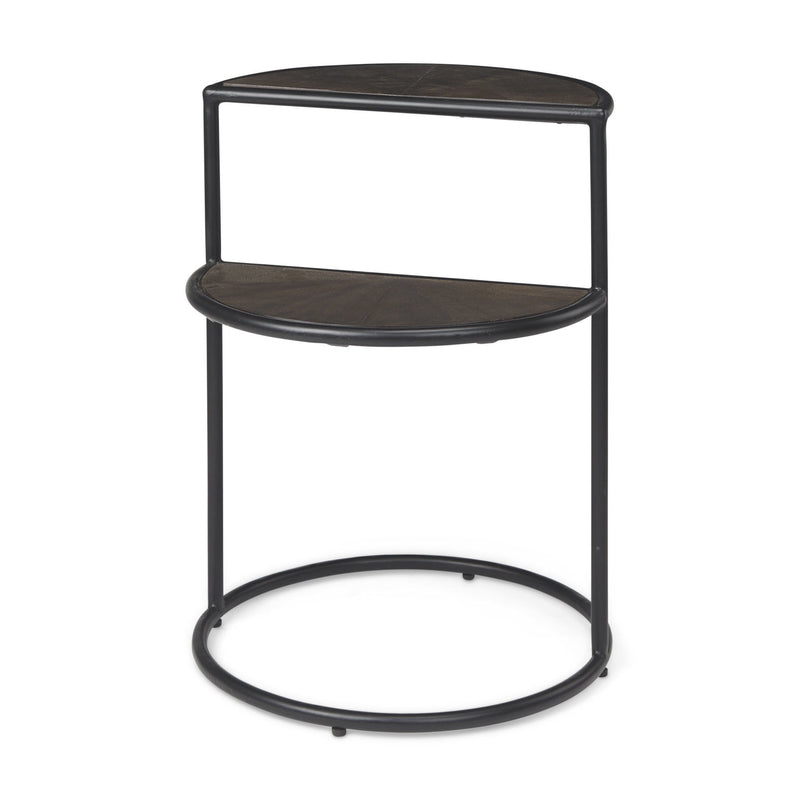 Solid Wood Metal Tray Table (605378) - Espresso / Black