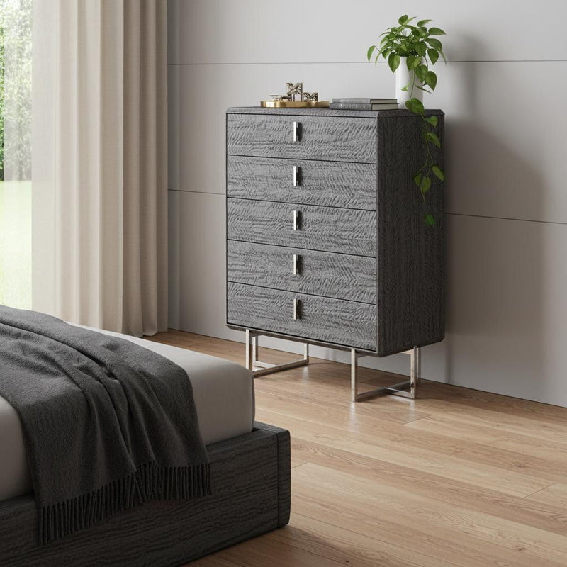 38" Wood Five Drawer Gentlemens Chest - Gray