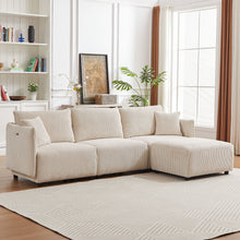 Load image into Gallery viewer, Modern Minimalist Corduroy Combination Sofa With 2 Comfort Cushions With USB &amp; C Charging Ports

