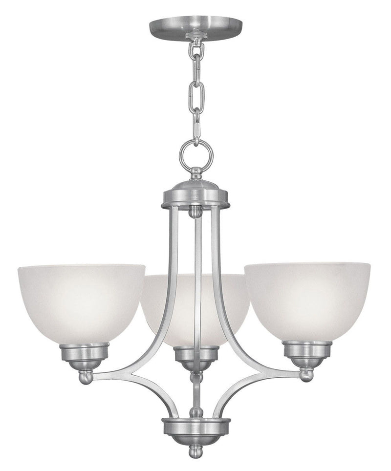 18'' Three Light Dimmable Chandelier With Shades - Nickel
