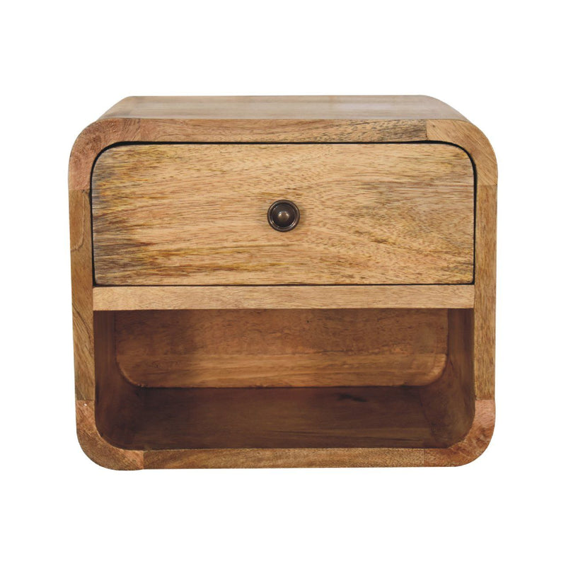 12" Modern Solid Wood One Drawer Floating Nightstand - Oak