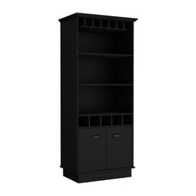 Load image into Gallery viewer, 70" Wood Bar Cabinet With Two Doors - Black
