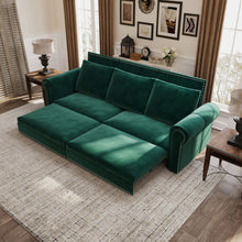 Load image into Gallery viewer, 3 In 1 Convertible Sleeper Sofa With Nailhead Trim &amp; Rolled Arm
