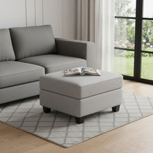 Load image into Gallery viewer, 26" Chenille Storage Ottoman - Light Gray / Black
