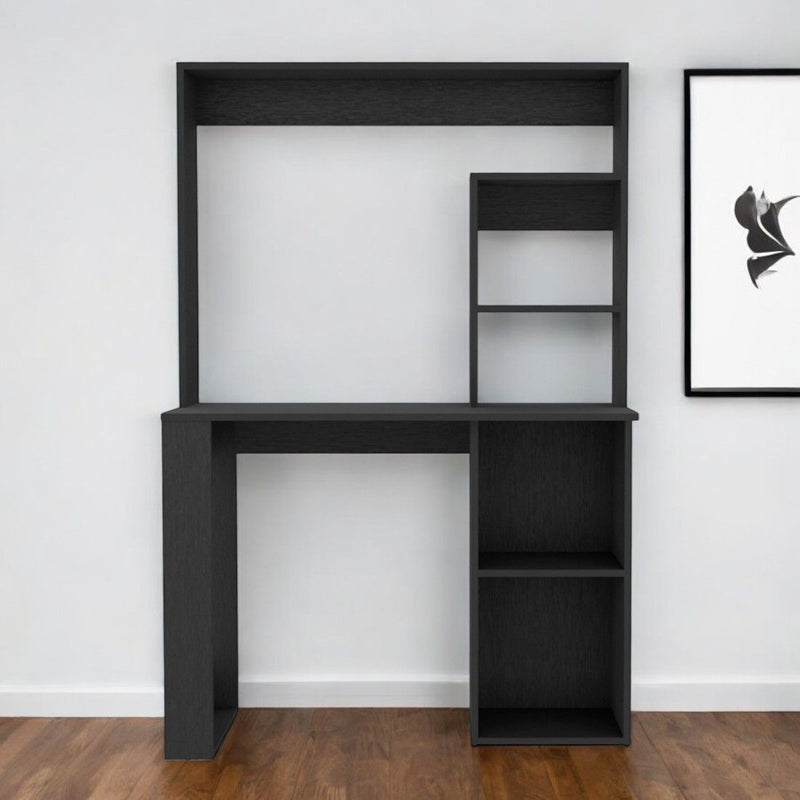 58" Wood Computer Desk With Hutch - Black