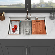 Load image into Gallery viewer, 33" Drop In Kitchen Sink With Workstation, 16 Gauge Stainless Steel - Brushed Nickel
