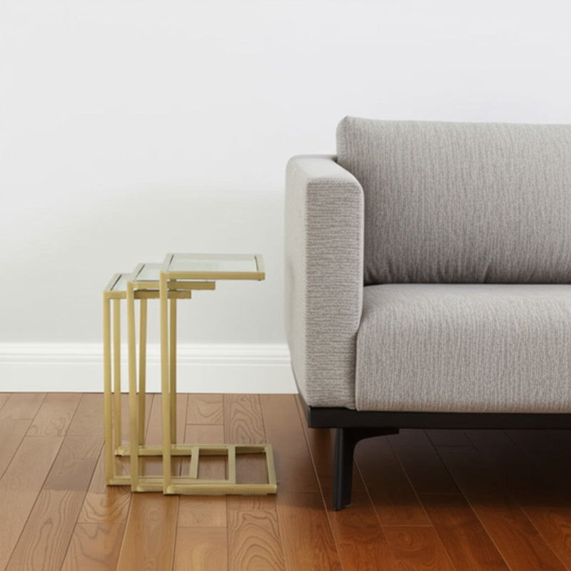 Glass Rectangular End Table - Gold