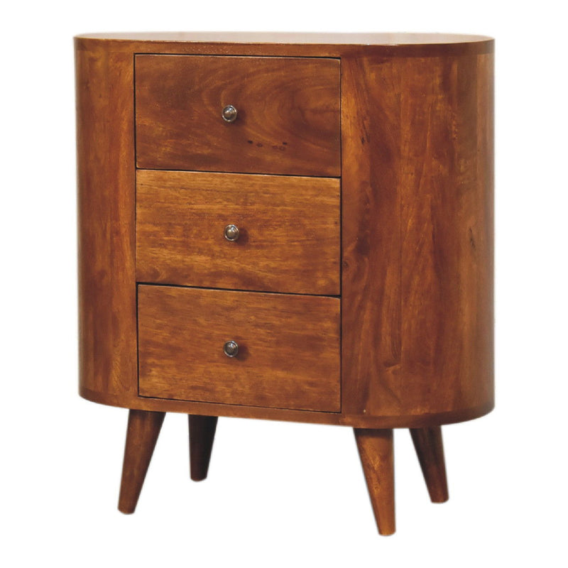 26" Solid Wood Accent Cabinet With Two Doors And Three Drawers - Brown