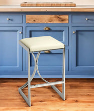 Load image into Gallery viewer, Backless Counter Height Bar Chair - Off White / Silver
