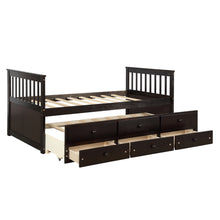 Load image into Gallery viewer, TOPMAX Captain&#39;s Bed Twin Daybed with Trundle Bed and Storage Drawers, Espresso
