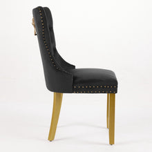 Load image into Gallery viewer, Tufted Velvet Solid Wood Dining Side Chairs (Set of 2) - Black / Gold
