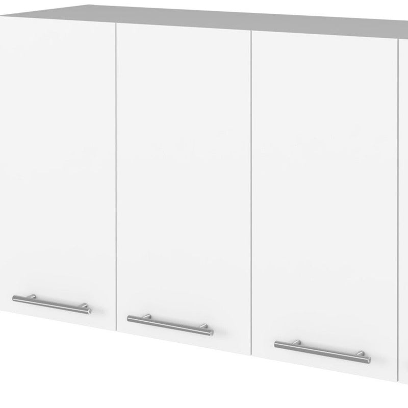 47" Wood Wall Mounted Accent Chest With Four Doors - White