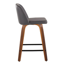 Load image into Gallery viewer, Toriano - Contemporary Fixed Height Counter Stool With Swivel &amp; Square Footrest (Set of 2) - Walnut / Gray
