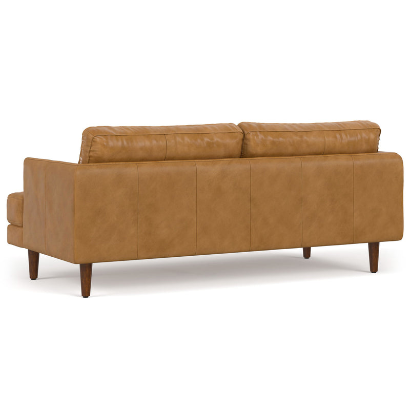 76" Sienna Leather Sofa With Brown Legs - Brown