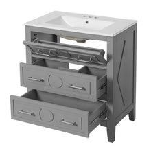Load image into Gallery viewer, Retro Bathroom Vanity With Sink Combo, Free Standing Single Set With 3 Drawers
