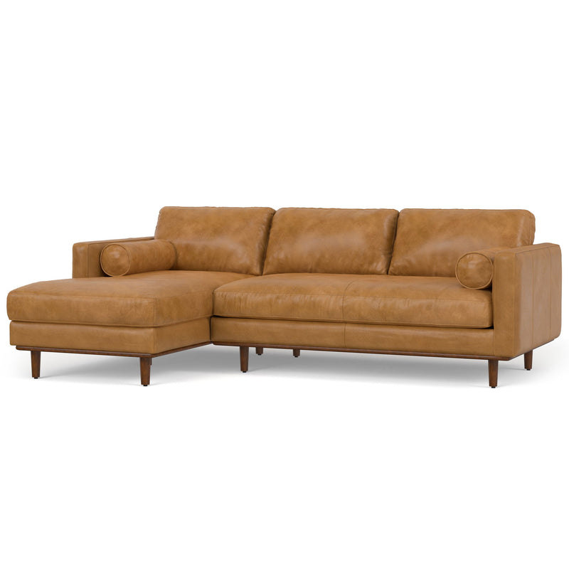 Mid-Century Sienna Leather Sofa With Brown Legs - Brown