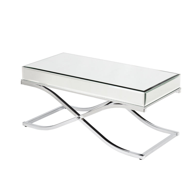 Mirrored Metal Rectangular Coffee Table - Silver