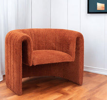 Load image into Gallery viewer, 37" Modern Sherpa And Upholstered Tufted Arm Chair - Burnt Orange
