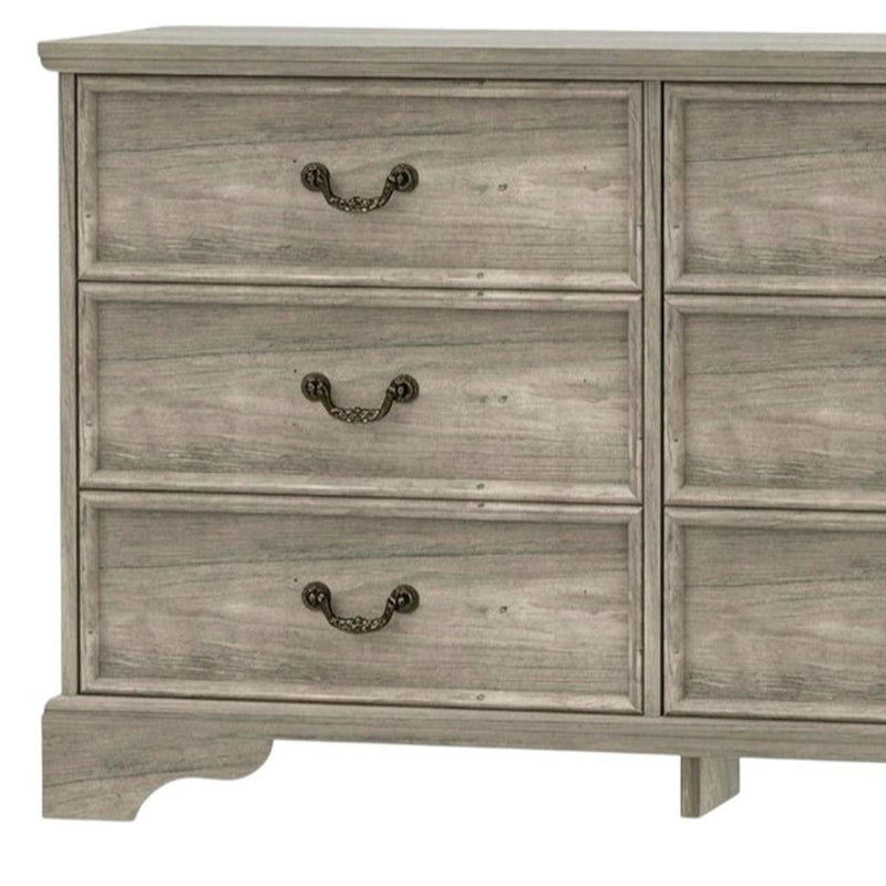 Solid Wood Console Accent Cabinet With Six Drawers - Light Gray