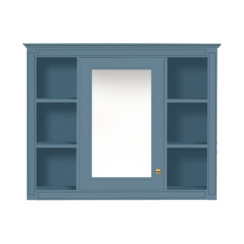 Wall Mounted Medicine Cabinet With Mirror, Storage Cabinet Featuring 6 Open Shelves And Adjustable Interior