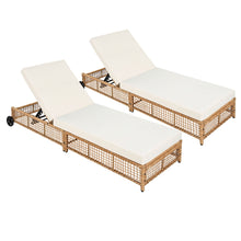Load image into Gallery viewer, Outdoor Lounge Chair With 5 Position Backrest With Cushion And Wheels
