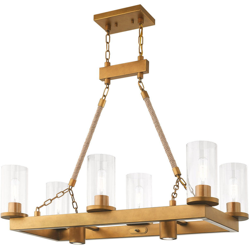 30" Eight Light Dimmable Chandelier With Shades - Gold