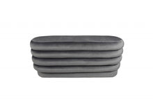 Load image into Gallery viewer, Velvet Tufted Oval Ottoman - Gray
