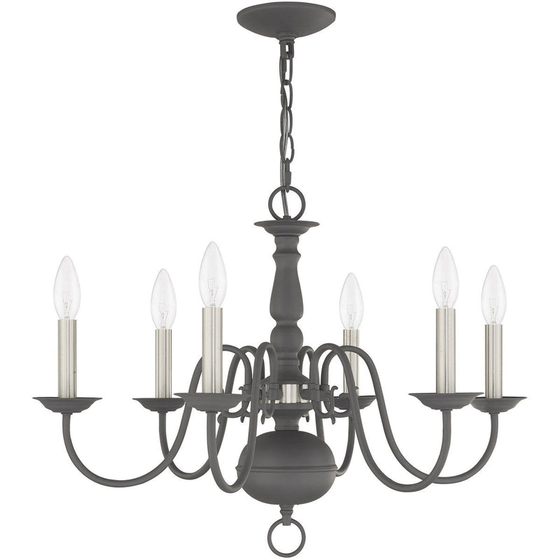 18" Six Light Dimmable Chandelier With Shades - Gray