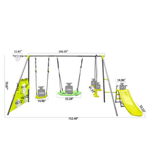 Load image into Gallery viewer, Interesting Six Function Swingset With Net Swing Metal Plastic Safe Swing Set 440Lbs For Outdoor Playground For Age 3+ With 31.5&quot; Net Swing - Gray / Blue

