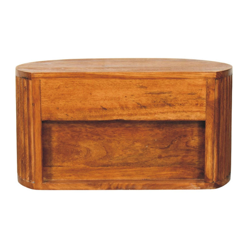 Solid Wood Oval Ribbed Texture One Drawer Floating Nightstand - Brown