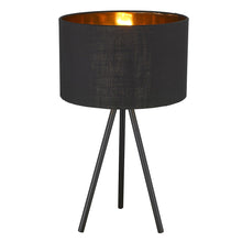 Load image into Gallery viewer, Metal Tripod Table Lamp With Black Drum Shade - Black
