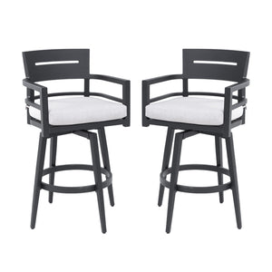 Outdoor Swivel Bar Chairs, 360 Degree Rotation, Ergonomic Backrest (Set of 2)